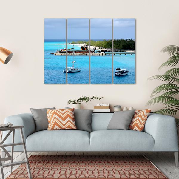 Vessels Moored off Shore Of Grand Turk Canvas Wall Art-4 Horizontal-Gallery Wrap-34" x 24"-Tiaracle