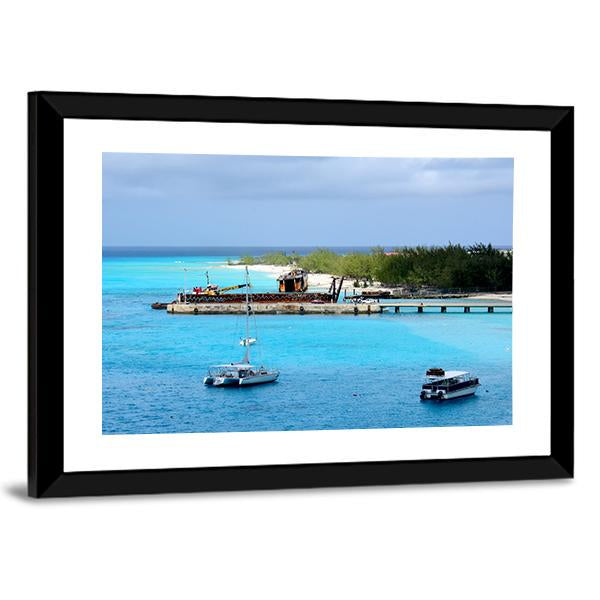 Vessels Moored off Shore Of Grand Turk Canvas Wall Art-5 Horizontal-Gallery Wrap-22" x 12"-Tiaracle
