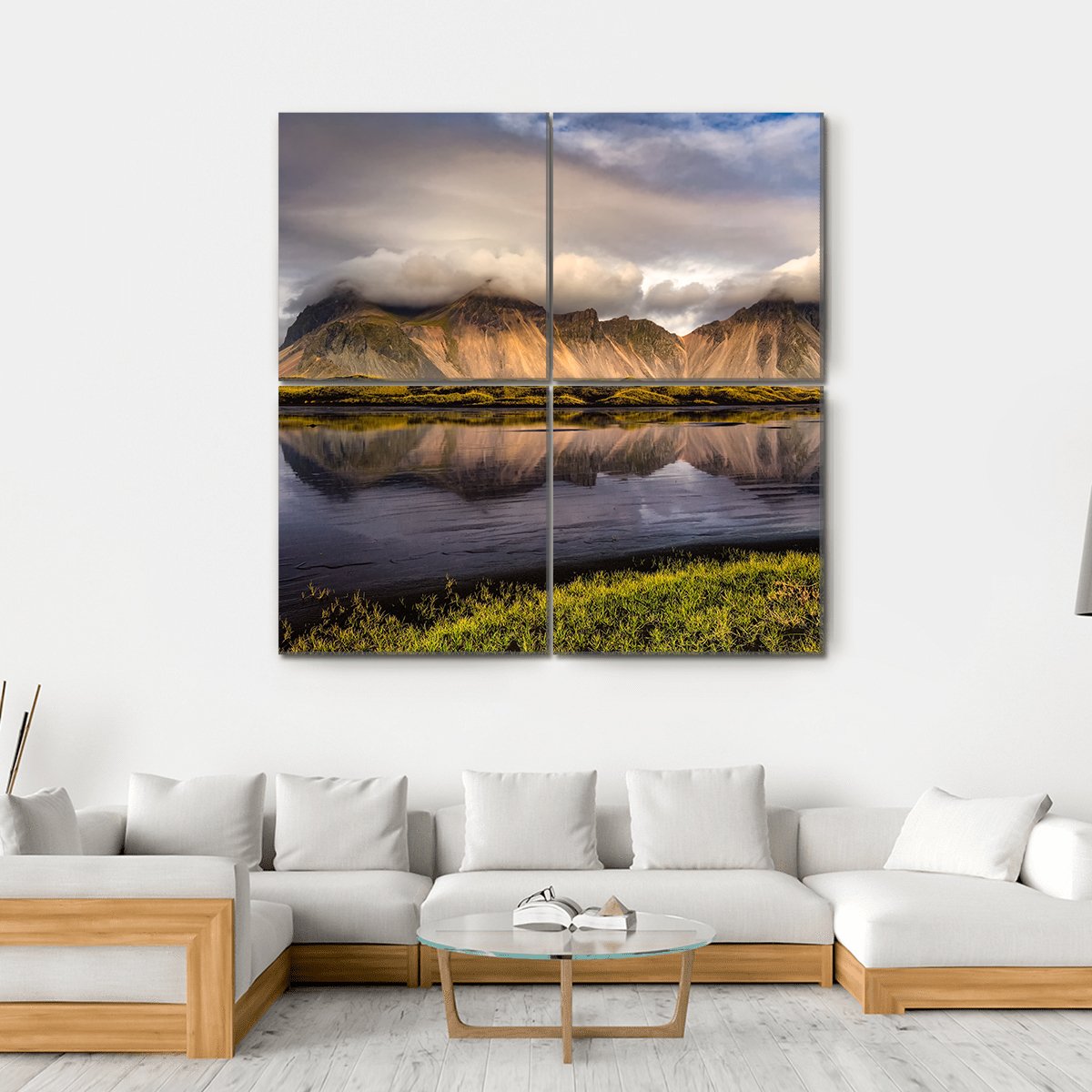 Vestrahorn Mountain In Iceland Canvas Wall Art-4 Square-Gallery Wrap-17" x 17"-Tiaracle