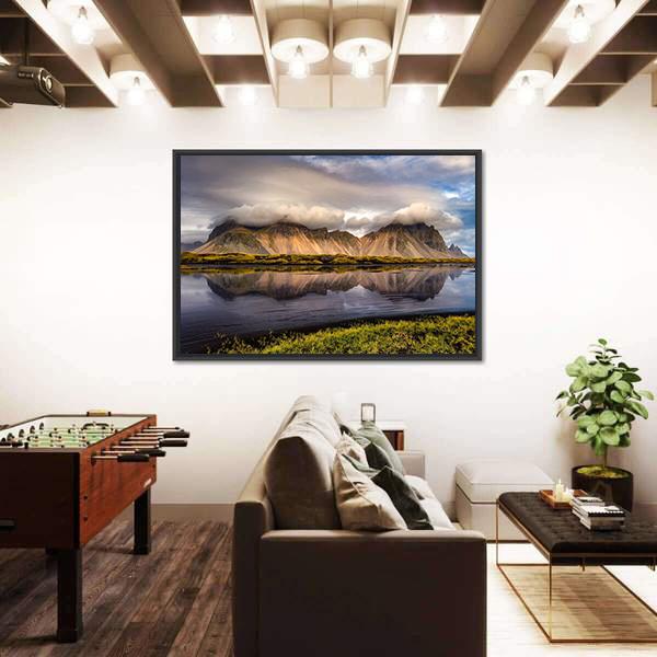 Vestrahorn Mountain In Iceland Canvas Wall Art-5 Horizontal-Gallery Wrap-22" x 12"-Tiaracle