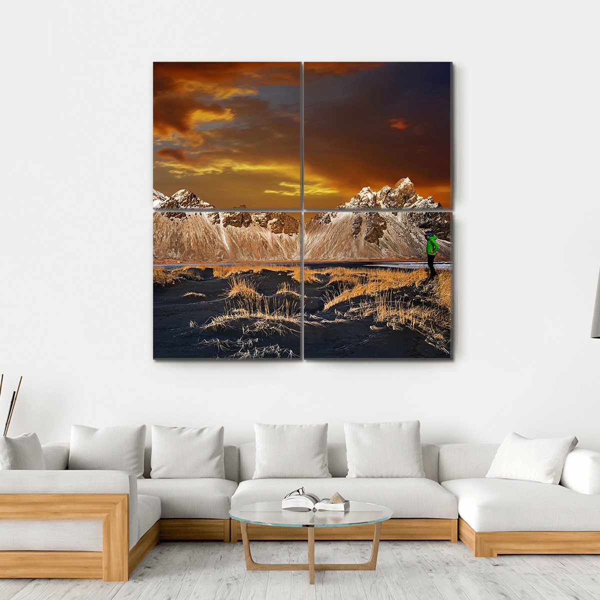 Vestrahorn Mountains In Iceland Canvas Wall Art-4 Square-Gallery Wrap-17" x 17"-Tiaracle