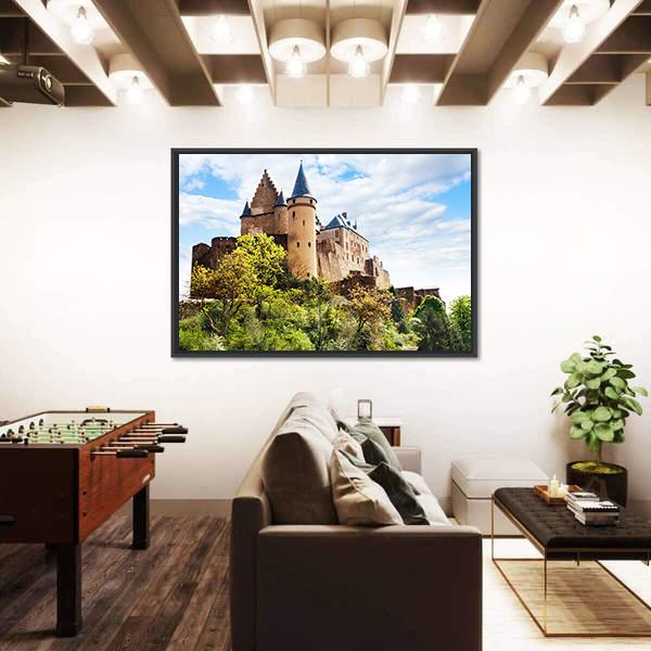 Vianden Castle Fortifications Canvas Wall Art-5 Horizontal-Gallery Wrap-22" x 12"-Tiaracle
