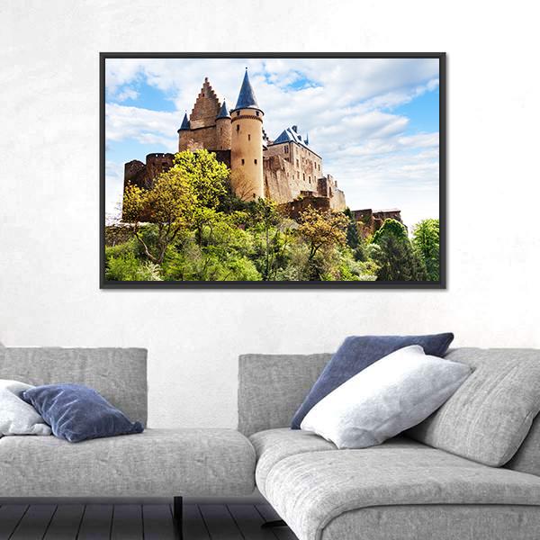 Vianden Castle Fortifications Canvas Wall Art-3 Horizontal-Gallery Wrap-25" x 16"-Tiaracle