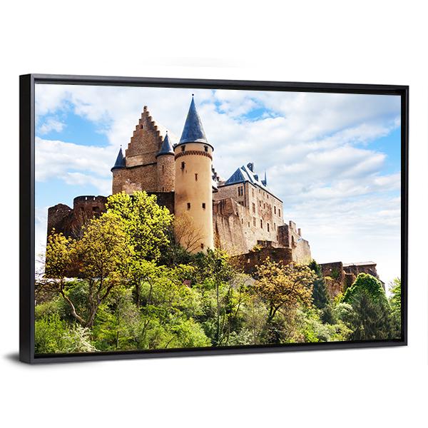 Vianden Castle Fortifications Canvas Wall Art-5 Horizontal-Gallery Wrap-22" x 12"-Tiaracle
