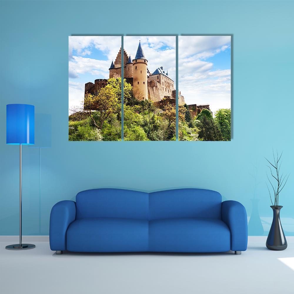 Vianden Castle Fortifications Canvas Wall Art-3 Horizontal-Gallery Wrap-37" x 24"-Tiaracle