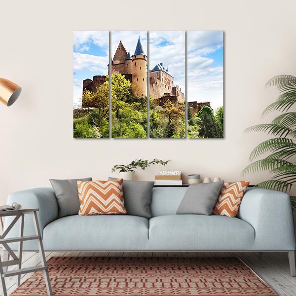 Vianden Castle Fortifications Canvas Wall Art-4 Horizontal-Gallery Wrap-34" x 24"-Tiaracle