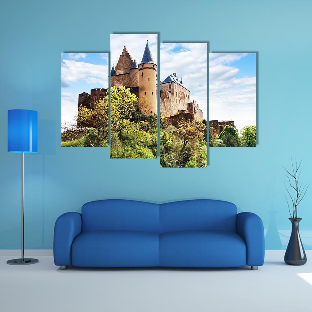 Vianden Castle Fortifications Canvas Wall Art-4 Pop-Gallery Wrap-50" x 32"-Tiaracle