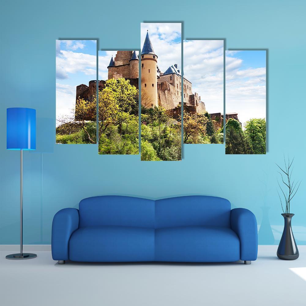 Vianden Castle Fortifications Canvas Wall Art-5 Pop-Gallery Wrap-47" x 32"-Tiaracle