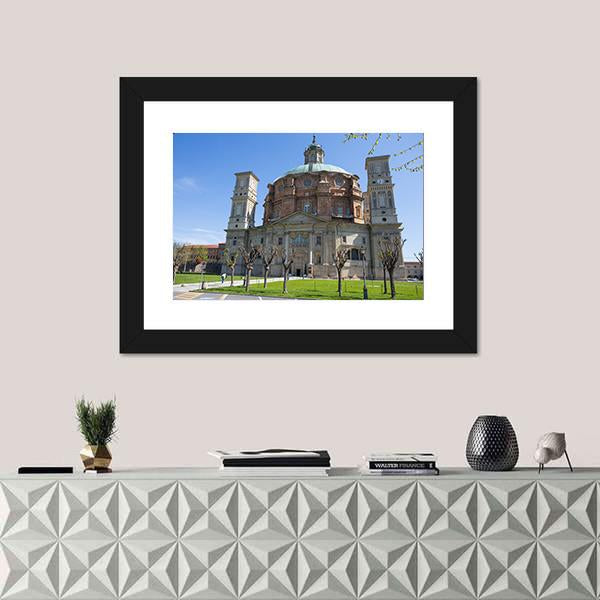 Vicoforte Sanctuary Church In Italy Canvas Wall Art-1 Piece-Framed Print-20" x 16"-Tiaracle