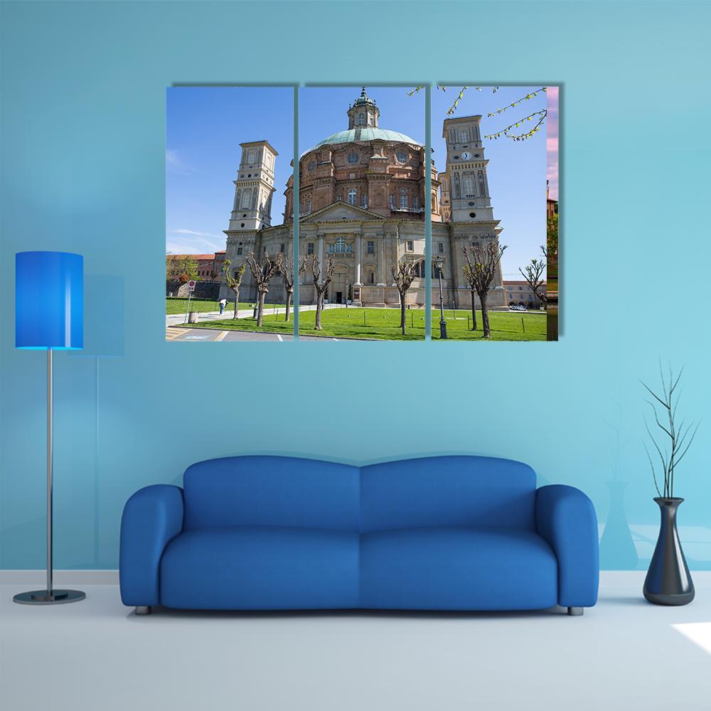 Vicoforte Sanctuary Church In Italy Canvas Wall Art-1 Piece-Gallery Wrap-48" x 32"-Tiaracle