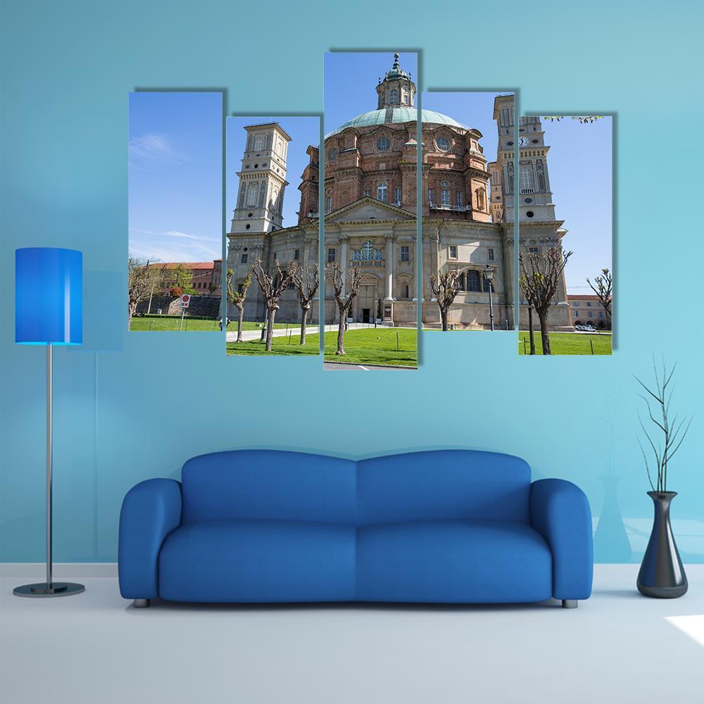Vicoforte Sanctuary Church In Italy Canvas Wall Art-5 Pop-Gallery Wrap-47" x 32"-Tiaracle
