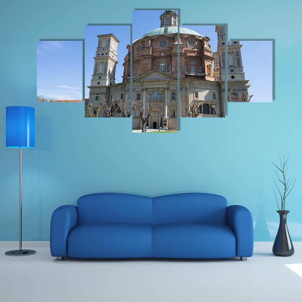 Vicoforte Sanctuary Church In Italy Canvas Wall Art-5 Star-Gallery Wrap-62" x 32"-Tiaracle