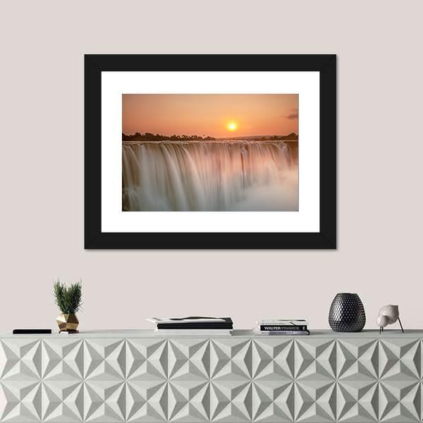 Victoria Falls Canvas Wall Art-1 Piece-Framed Print-20" x 16"-Tiaracle