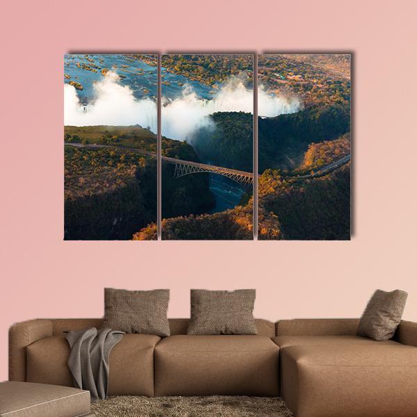Victoria Falls From The Air Canvas Wall Art-3 Horizontal-Gallery Wrap-37" x 24"-Tiaracle