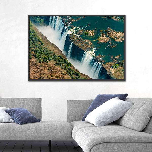 Victoria Falls In Zimbabwe Panoramic Canvas Wall Art-1 Piece-36" x 12"-Tiaracle