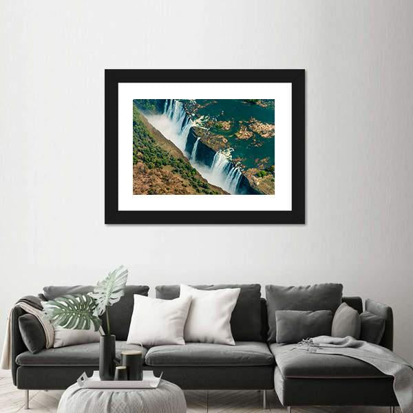 Victoria Falls In Zimbabwe Panoramic Canvas Wall Art-1 Piece-36" x 12"-Tiaracle
