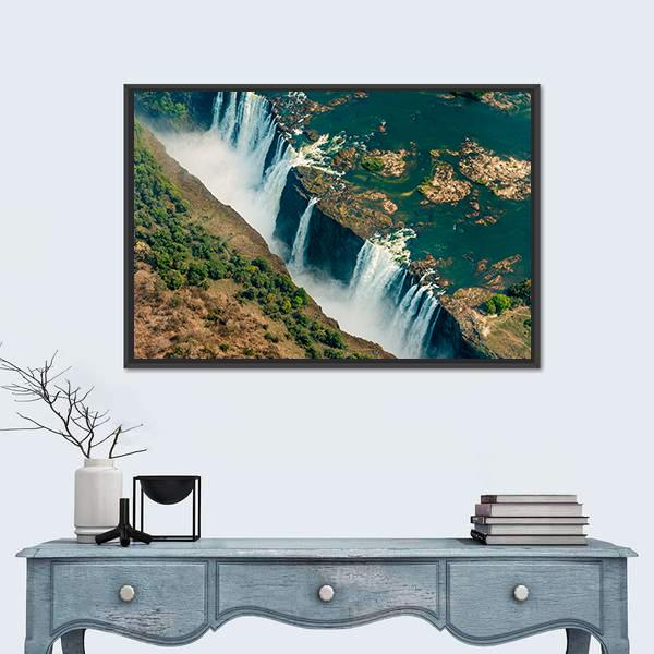 Victoria Falls In Zimbabwe Panoramic Canvas Wall Art-1 Piece-36" x 12"-Tiaracle