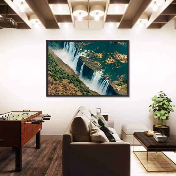 Victoria Falls In Zimbabwe Panoramic Canvas Wall Art-1 Piece-36" x 12"-Tiaracle