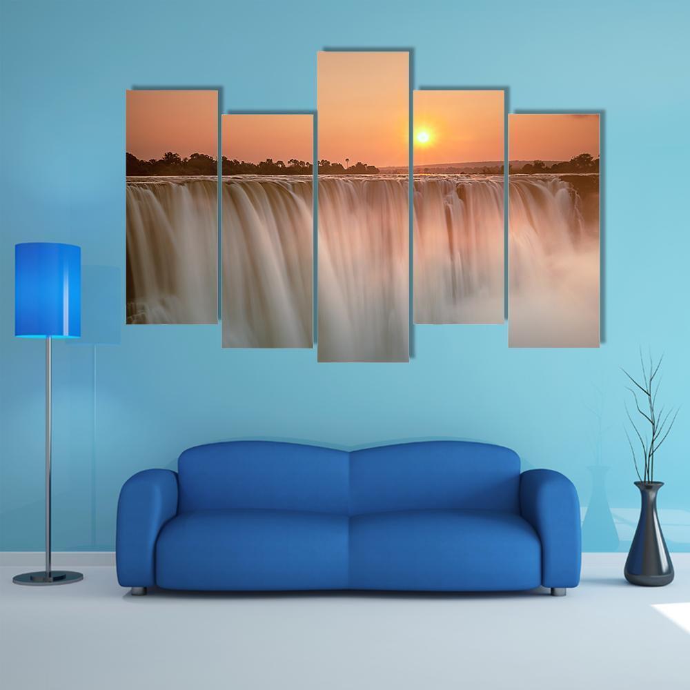 Victoria Falls Canvas Wall Art-5 Pop-Gallery Wrap-47" x 32"-Tiaracle