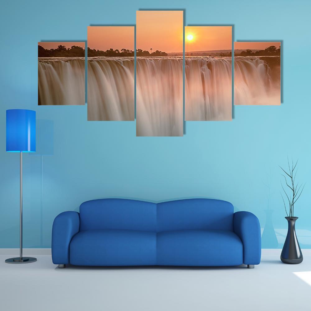 Victoria Falls Canvas Wall Art-5 Star-Gallery Wrap-62" x 32"-Tiaracle