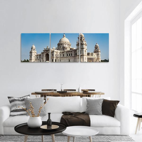 Victoria Memorial In Kolkata India Panoramic Canvas Wall Art-3 Piece-25" x 08"-Tiaracle