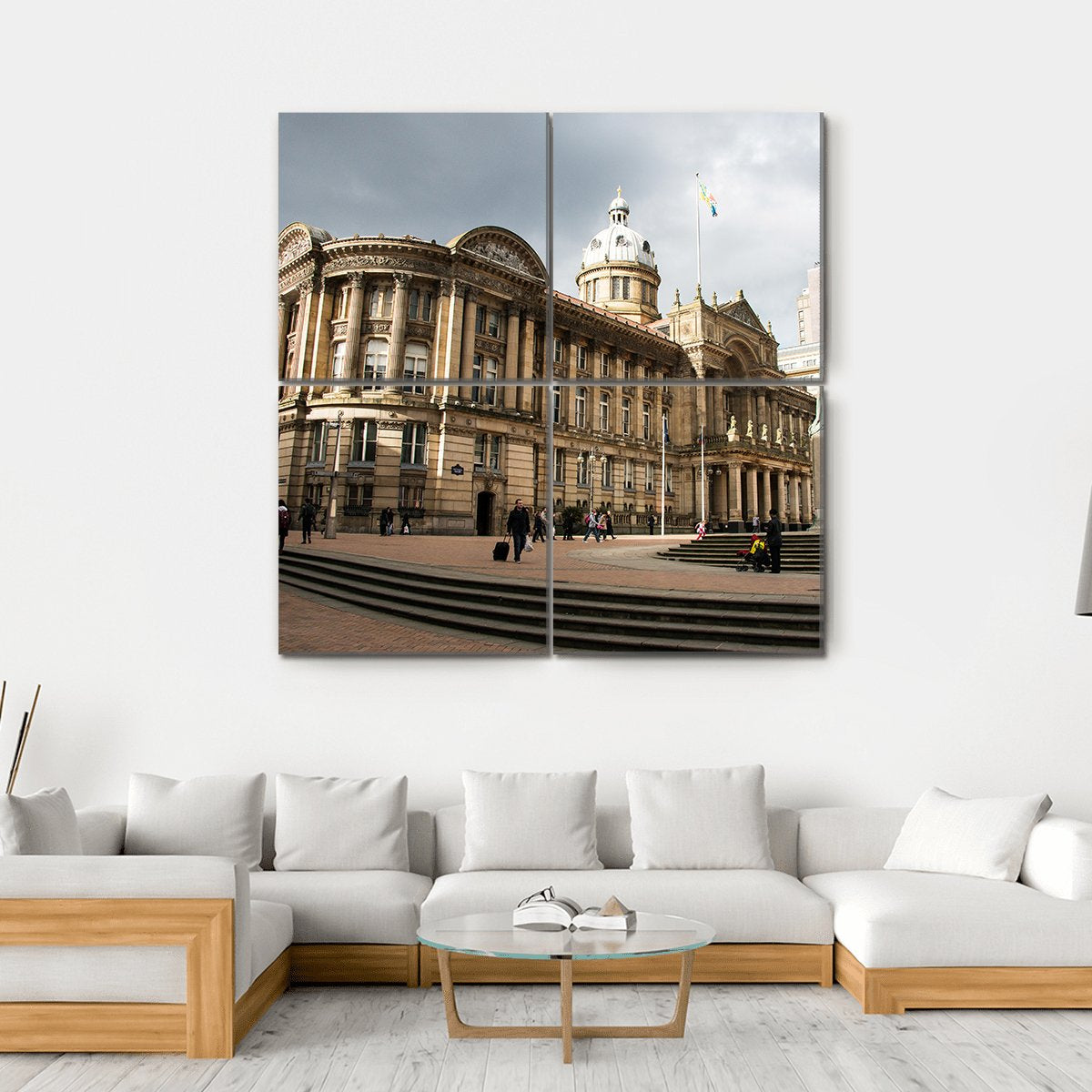 Victoria Square In Birmingham Canvas Wall Art-4 Square-Gallery Wrap-17" x 17"-Tiaracle