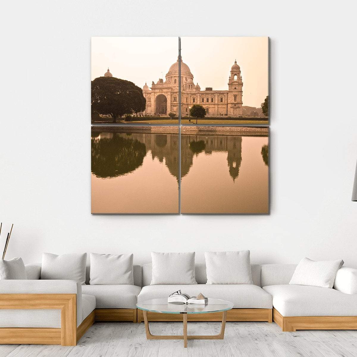 Victorial Memorial Kolkata Canvas Wall Art-4 Square-Gallery Wrap-17" x 17"-Tiaracle