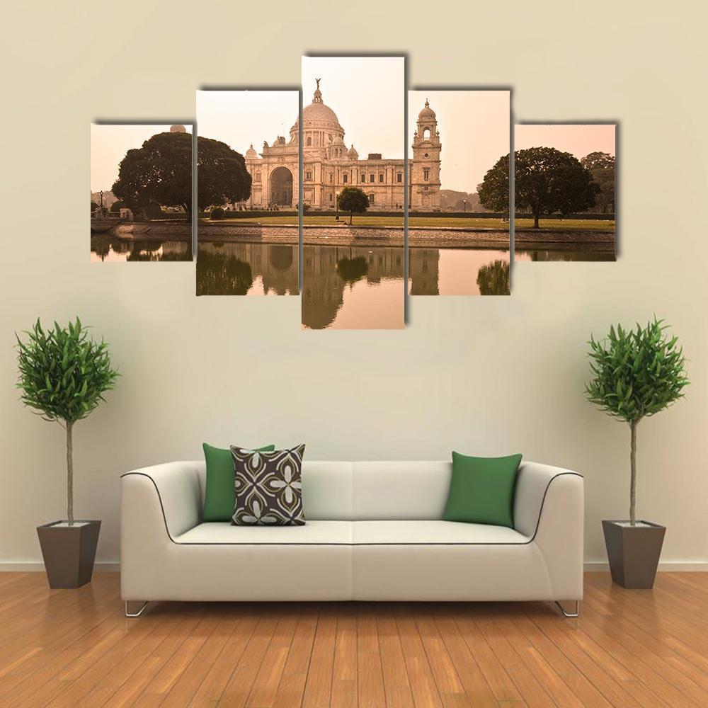 Victorial Memorial Kolkata Canvas Wall Art-5 Star-Gallery Wrap-62" x 32"-Tiaracle