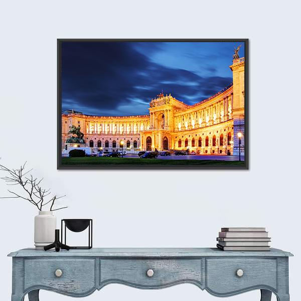 Vienna Hofburg Imperial Palace At Night Canvas Wall Art-1 Piece-Floating Frame-36" x 24"-Tiaracle