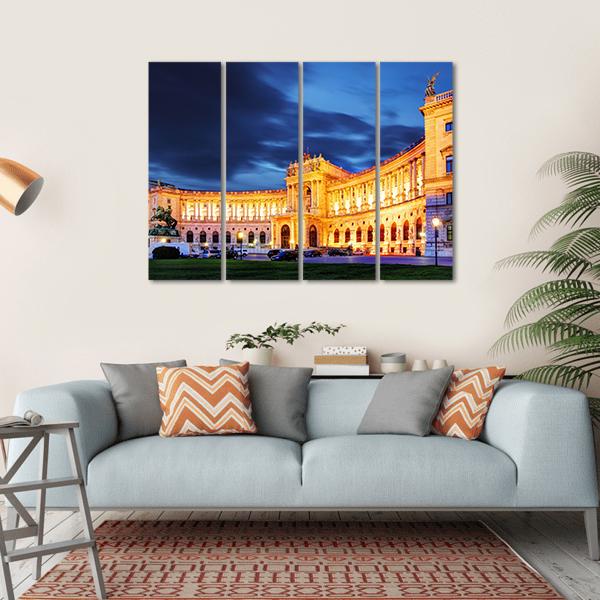 Vienna Hofburg Imperial Palace At Night Canvas Wall Art-4 Horizontal-Gallery Wrap-34" x 24"-Tiaracle