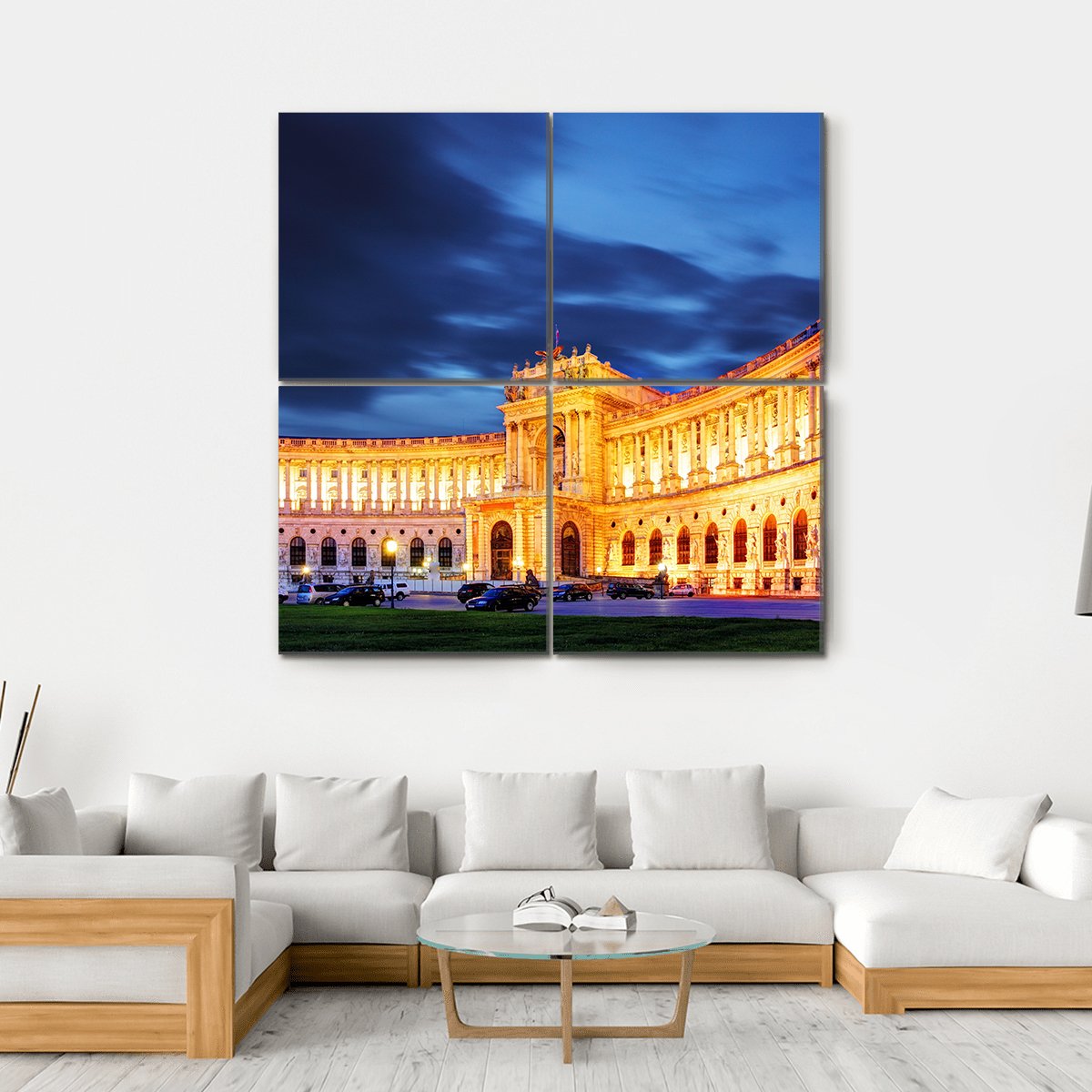 Vienna Hofburg Imperial Palace At Night Canvas Wall Art-4 Square-Gallery Wrap-17" x 17"-Tiaracle