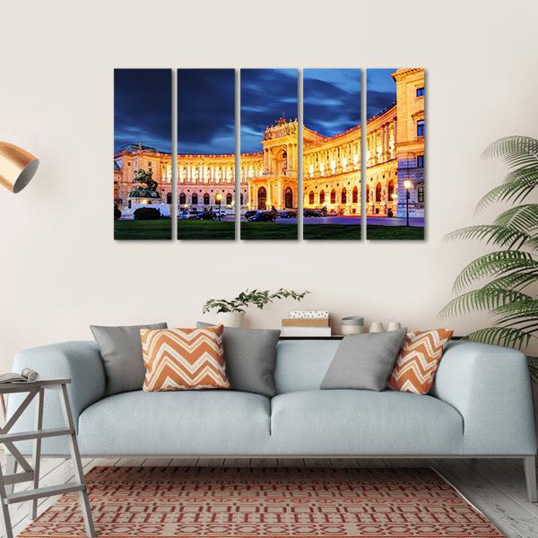 Vienna Hofburg Imperial Palace At Night Canvas Wall Art-5 Horizontal-Gallery Wrap-22" x 12"-Tiaracle