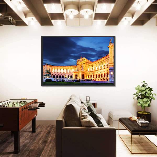 Vienna Hofburg Imperial Palace At Night Canvas Wall Art-5 Horizontal-Gallery Wrap-22" x 12"-Tiaracle