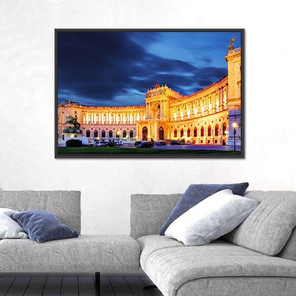 Vienna Hofburg Imperial Palace At Night Canvas Wall Art-5 Horizontal-Gallery Wrap-22" x 12"-Tiaracle