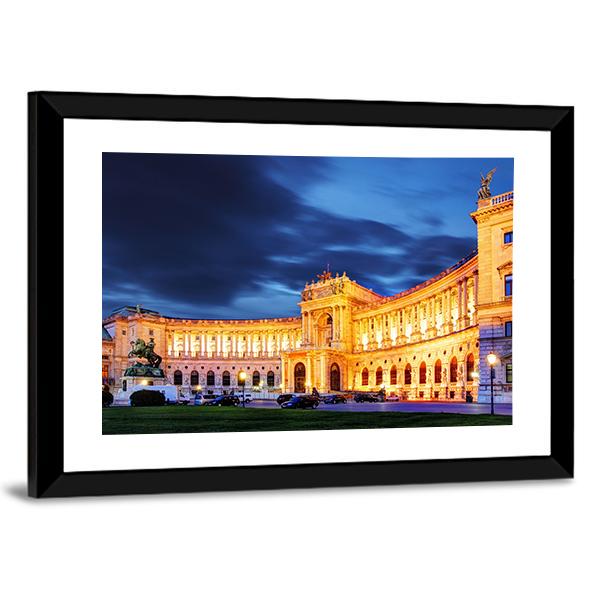 Vienna Hofburg Imperial Palace At Night Canvas Wall Art-3 Horizontal-Gallery Wrap-25" x 16"-Tiaracle