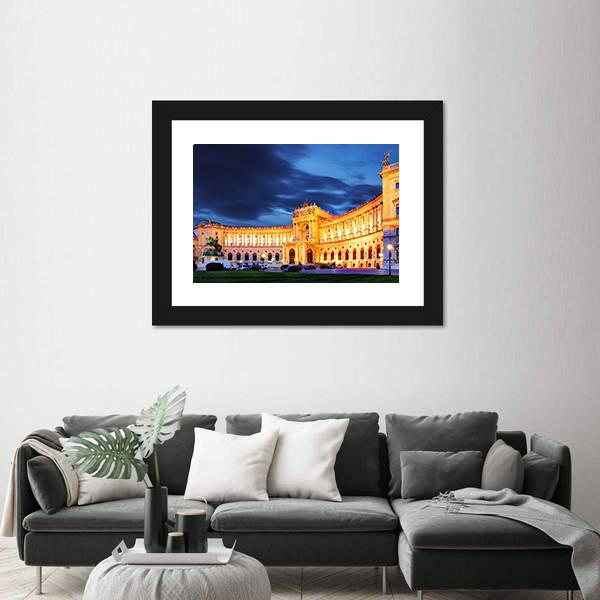 Vienna Hofburg Imperial Palace At Night Canvas Wall Art-5 Horizontal-Gallery Wrap-22" x 12"-Tiaracle
