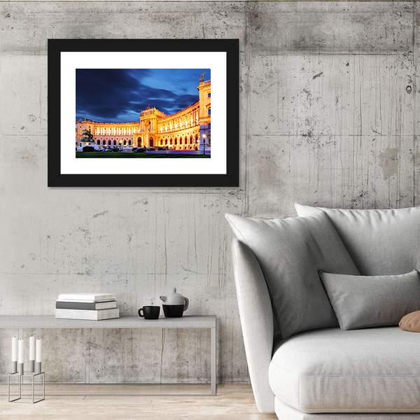 Vienna Hofburg Imperial Palace At Night Canvas Wall Art-3 Horizontal-Gallery Wrap-25" x 16"-Tiaracle
