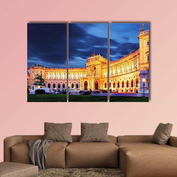 Vienna Hofburg Imperial Palace At Night Canvas Wall Art-3 Horizontal-Gallery Wrap-25" x 16"-Tiaracle