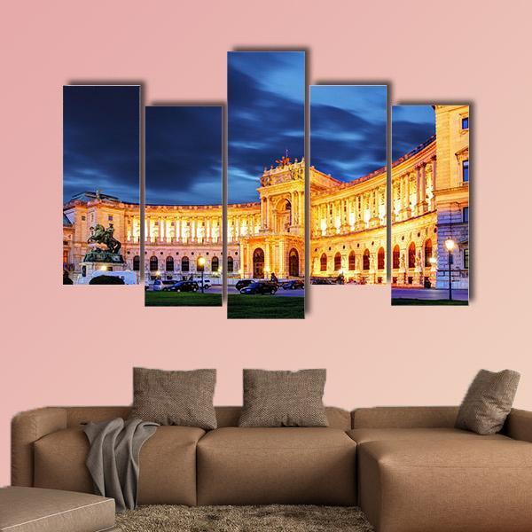 Vienna Hofburg Imperial Palace At Night Canvas Wall Art-5 Pop-Gallery Wrap-47" x 32"-Tiaracle