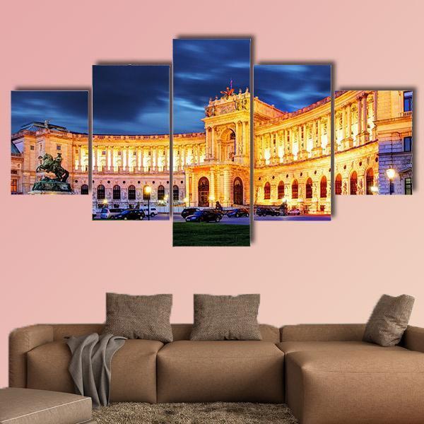 Vienna Hofburg Imperial Palace At Night Canvas Wall Art-5 Star-Gallery Wrap-62" x 32"-Tiaracle