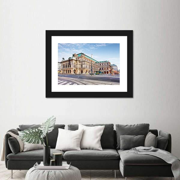 Vienna Opera House In Austria Canvas Wall Art-1 Piece-Framed Print-20" x 16"-Tiaracle