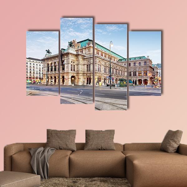 Vienna Opera House In Austria Canvas Wall Art-4 Pop-Gallery Wrap-50" x 32"-Tiaracle