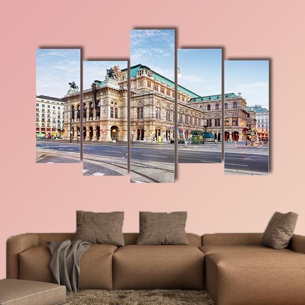 Vienna Opera House In Austria Canvas Wall Art-5 Pop-Gallery Wrap-47" x 32"-Tiaracle