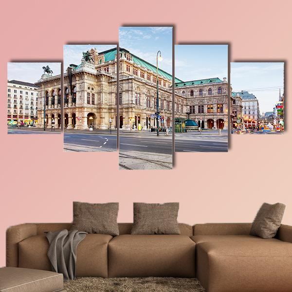 Vienna Opera House In Austria Canvas Wall Art-5 Star-Gallery Wrap-62&quot; x 32&quot;-Tiaracle