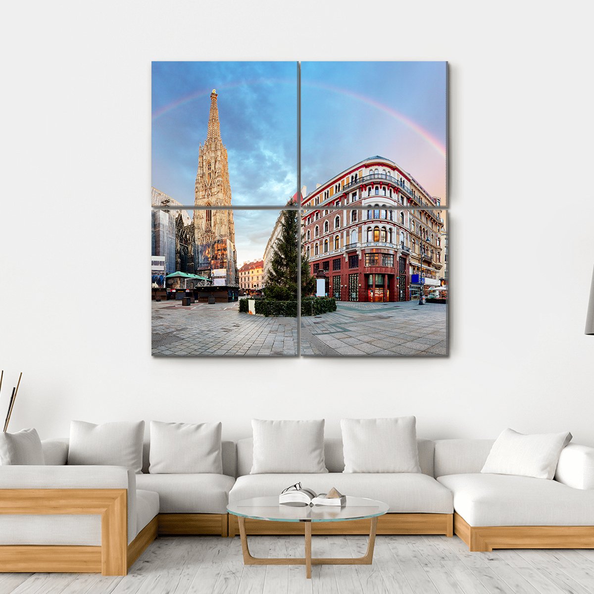 Vienna Square With Rainbow Canvas Wall Art-4 Square-Gallery Wrap-17" x 17"-Tiaracle