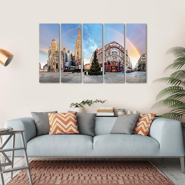 Vienna Square With Rainbow Canvas Wall Art-5 Horizontal-Gallery Wrap-22" x 12"-Tiaracle