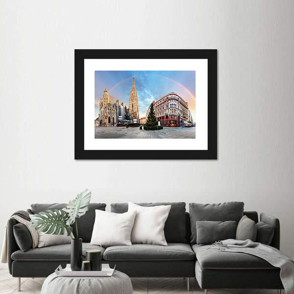 Vienna Square With Rainbow Canvas Wall Art-3 Horizontal-Gallery Wrap-25" x 16"-Tiaracle