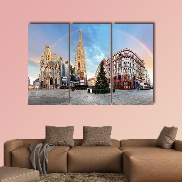 Vienna Square With Rainbow Canvas Wall Art-3 Horizontal-Gallery Wrap-25" x 16"-Tiaracle