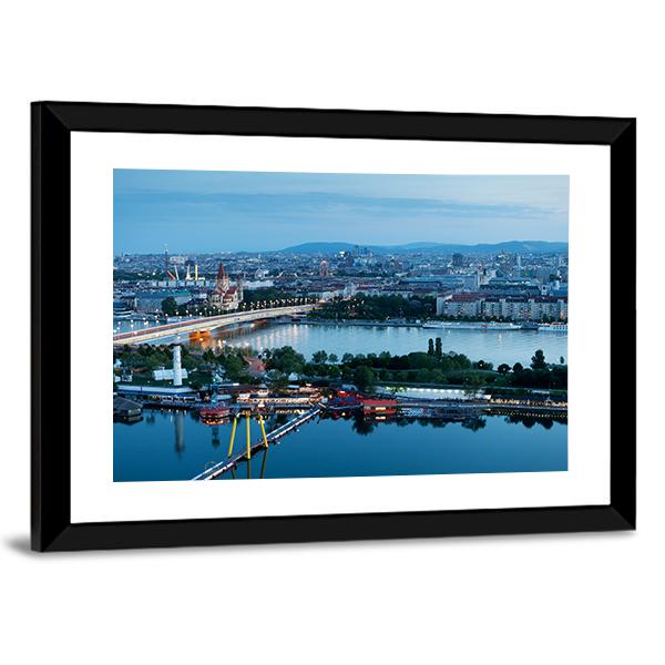 Vienna View At Night Canvas Wall Art-3 Horizontal-Gallery Wrap-25" x 16"-Tiaracle