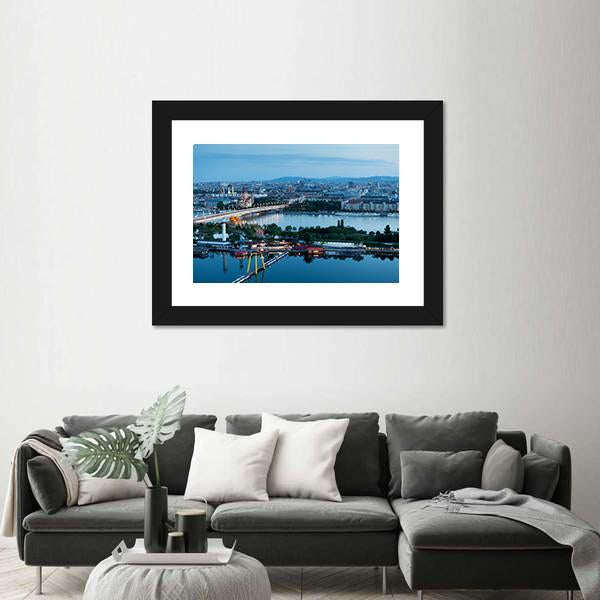 Vienna View At Night Canvas Wall Art-3 Horizontal-Gallery Wrap-25" x 16"-Tiaracle